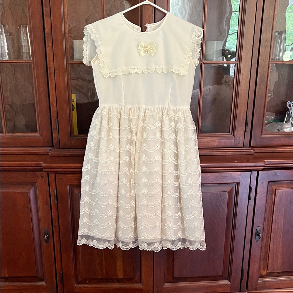 Charming Cream Lace Kids Dress
